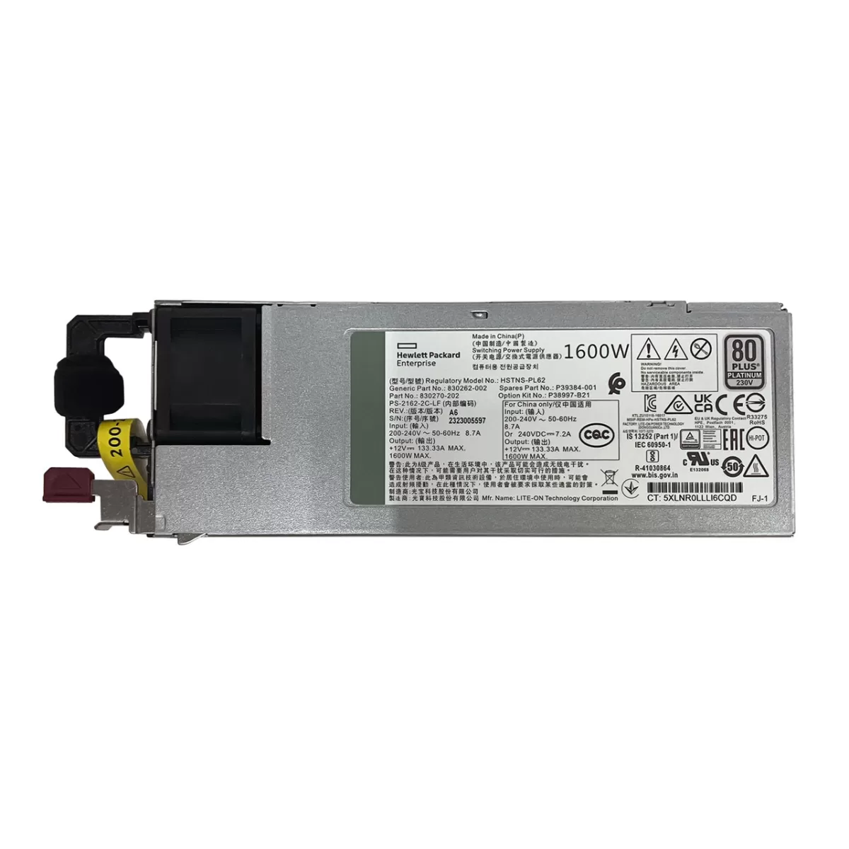 Fuente de Poder HPE 1600W Flex Slot Platinum Hot-Plug 830272-B21 863373-001 830262-001 HSTNS-PR62 Producto de Segundo Uso