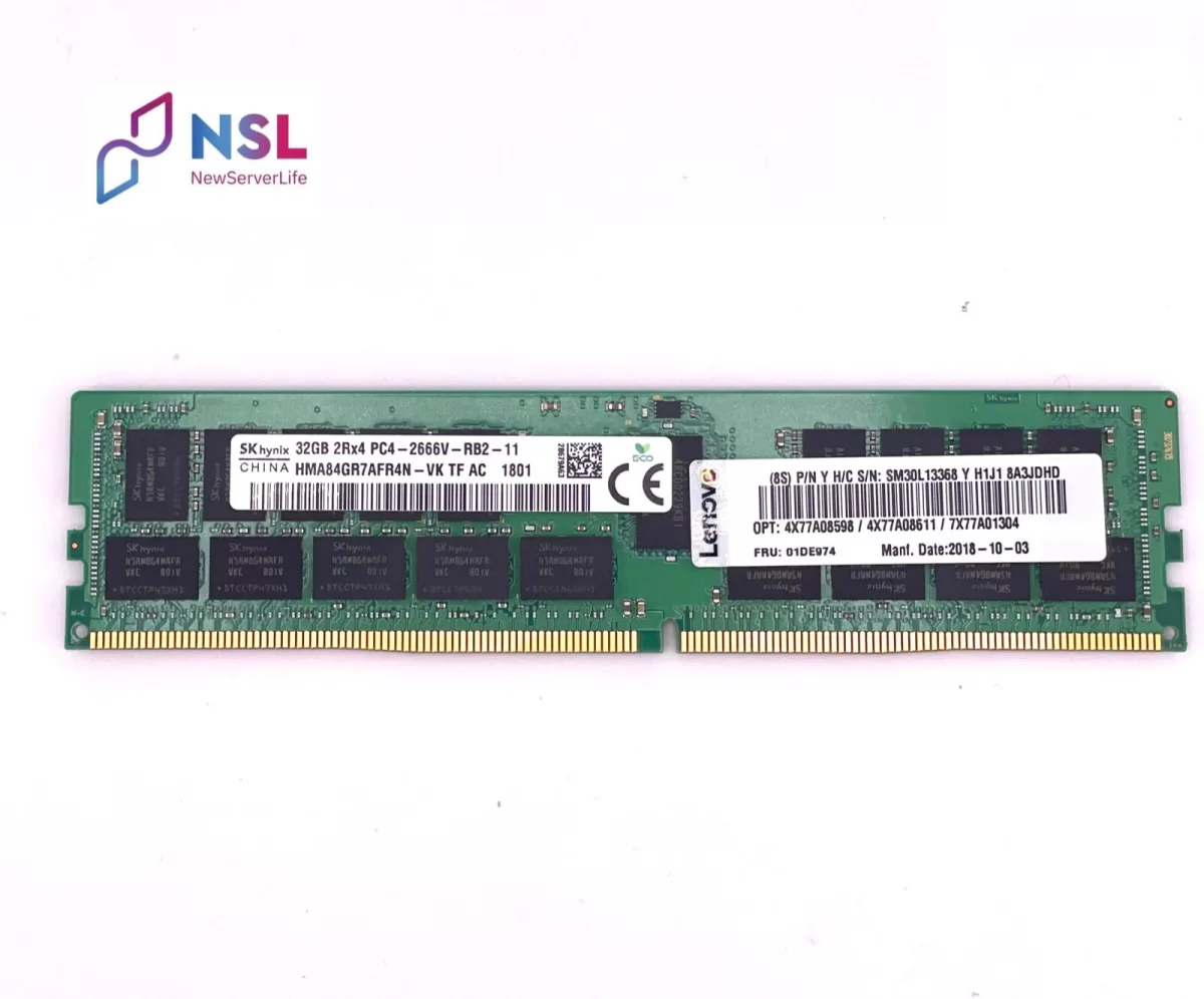 Memoria Lenovo 32GB DDR4 2RX4 PC4-2666V 4X77A08598 4X77A08611 7X77A01304 01DE974 Retirado de Equipo en uso