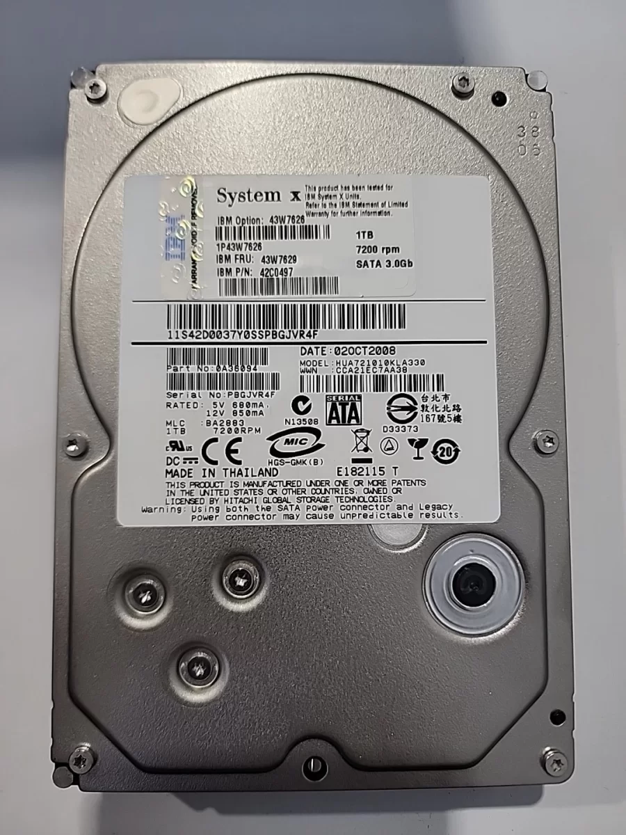 Disco IBM 1TB 3.5" 7.2K SATA 43W7626 43W7629 42C0497 x3650 x3450 x3550 x4300