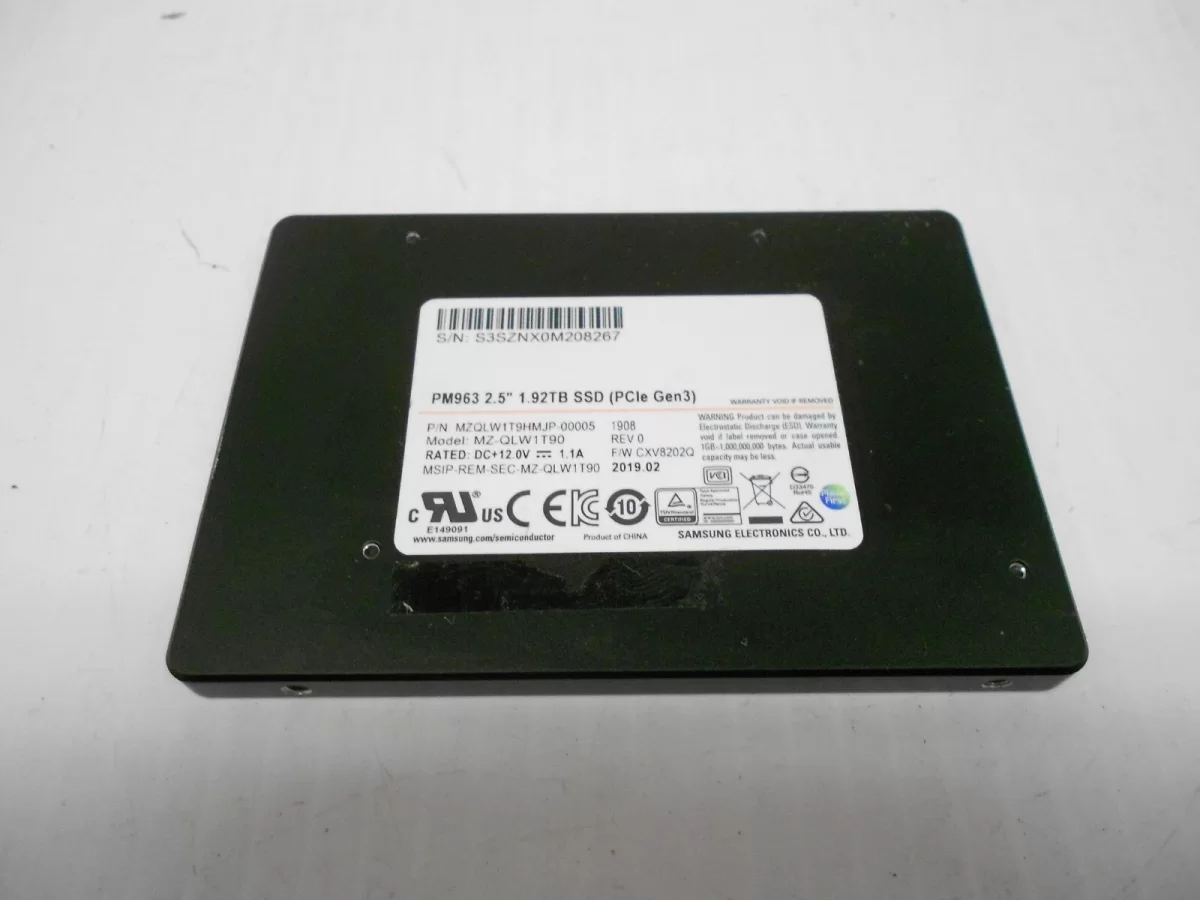 Disco SSD SAMSUNG MZ-QLW1T90 PM963 Series 1.92TB PCIe Gen3 NVMe 2.5" - PRODUCTO DE SEGUNDO USO